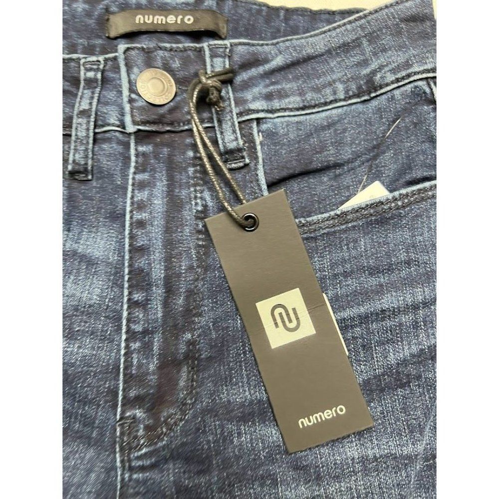 Numero Cropped Jeans Women's 24 XS Dark Blue Stretchy Raw-Hem Faded Pockets NEW - Picture 7 of 11